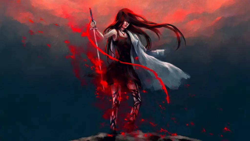 Ilustrasi Anime Cewek dengan Katana Gambar ilustrasi cewek anime dengan katana