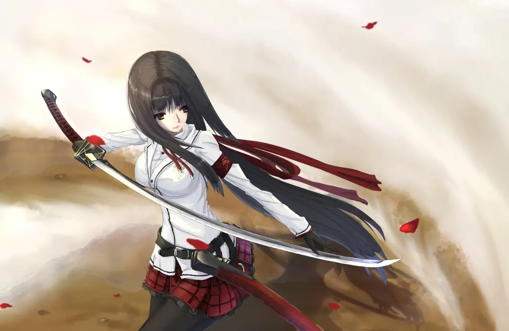 Gambar anime wanita dengan katana