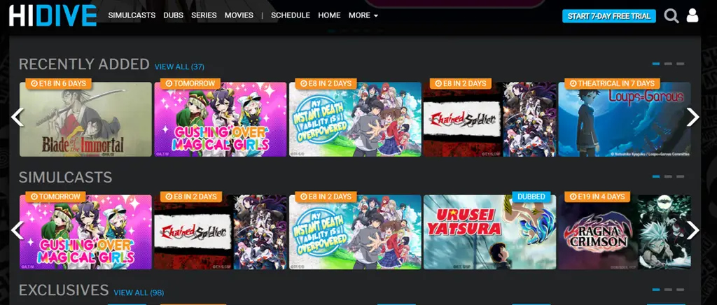 Tabel perbandingan layanan streaming anime