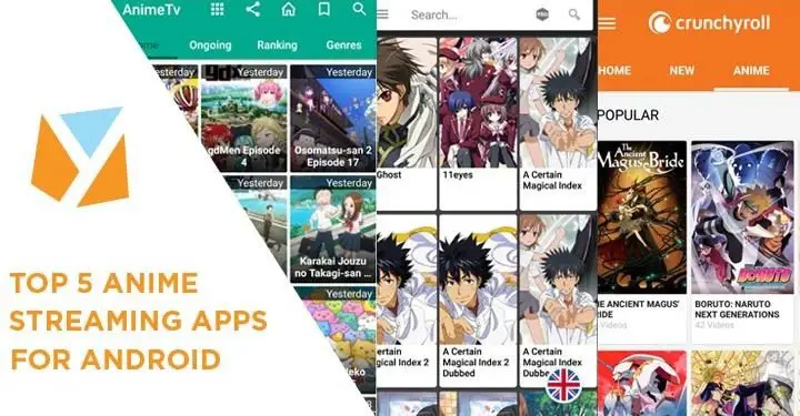 Berbagai aplikasi streaming anime di layar smartphone