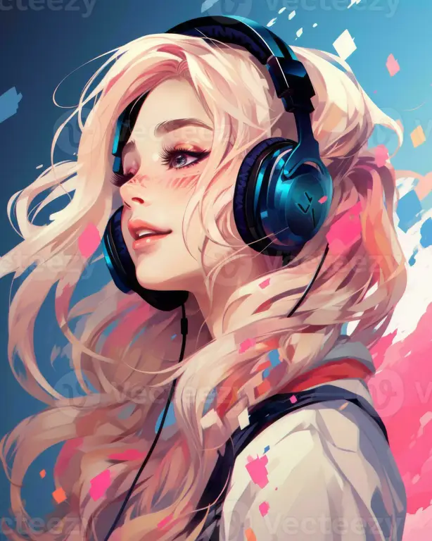 Gambar anime gadis dengan headphone