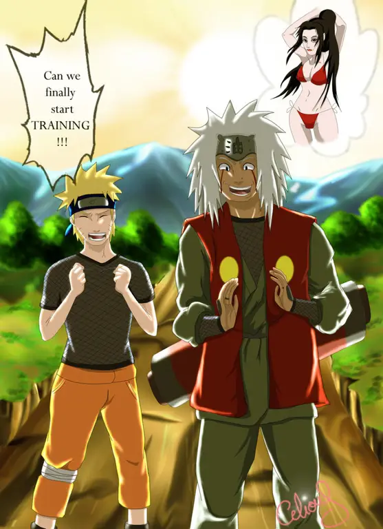 Naruto dan Jiraiya berlatih bersama