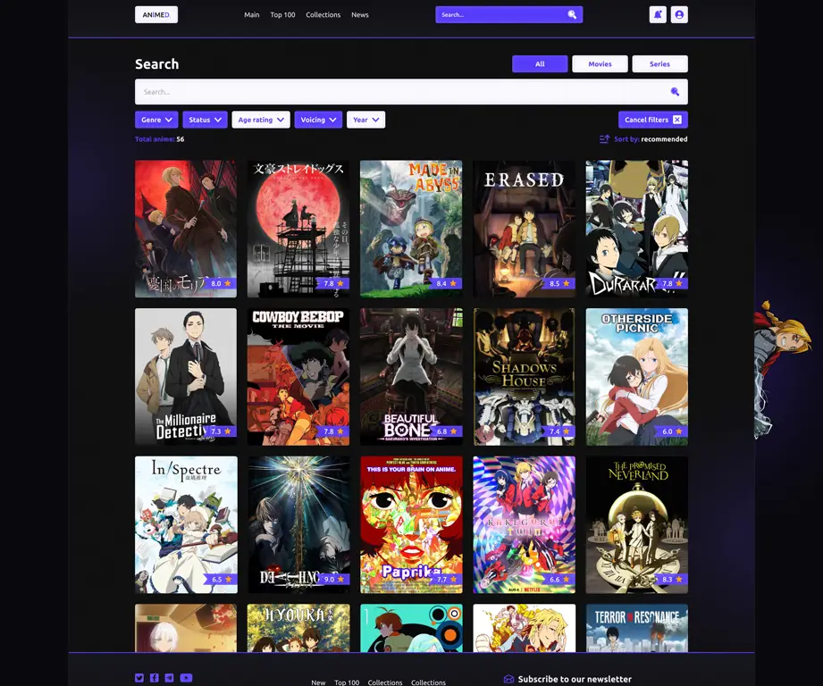 Antarmuka platform streaming anime