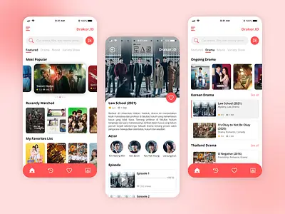 Antarmuka aplikasi streaming drakor Korea