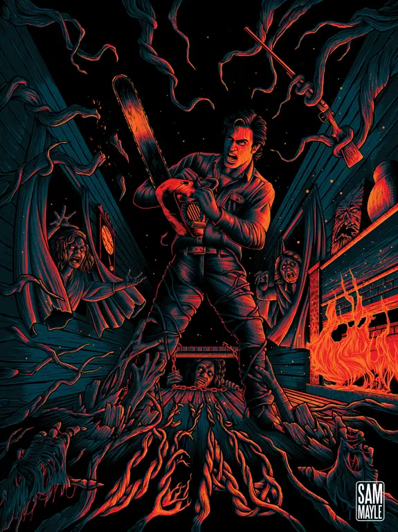 Poster film Evil Dead dengan subtitle Indonesia