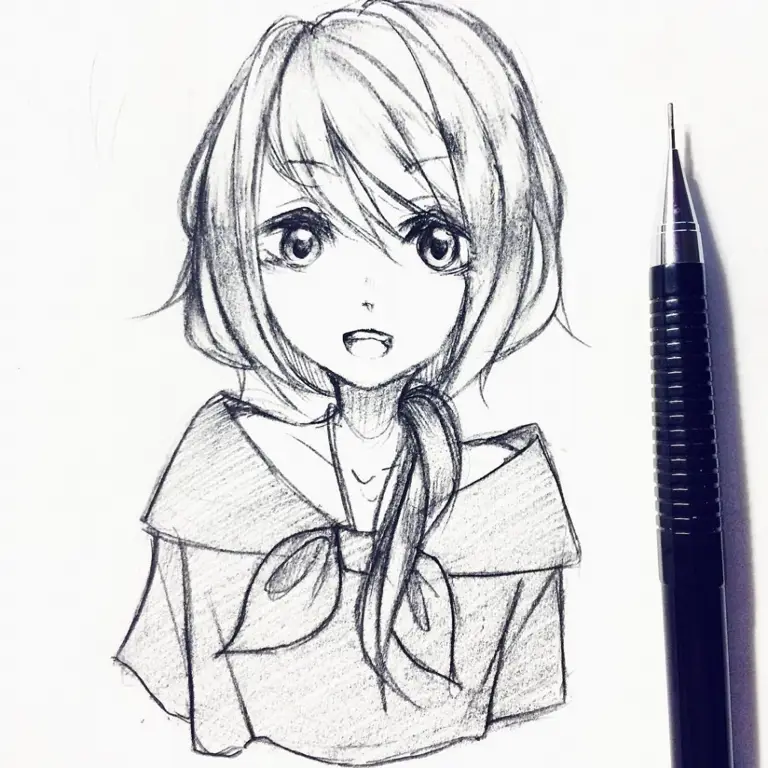 Sketsa anime imut dan mudah Gambar gadis anime imut yang mudah digambar