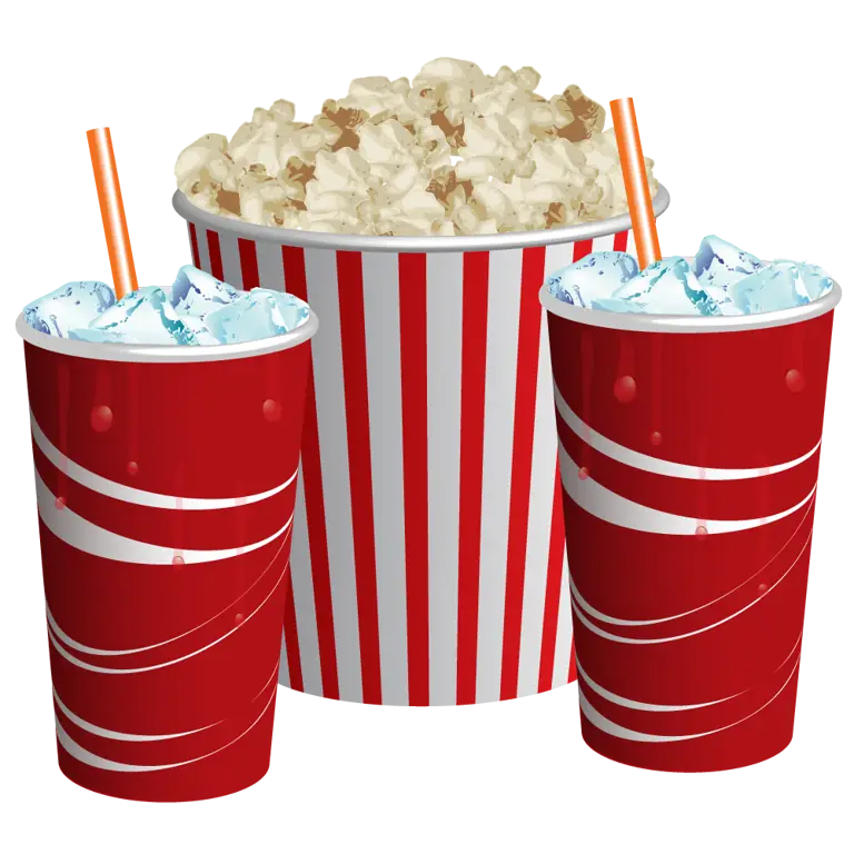 Popcorn dan minuman ringan di bioskop