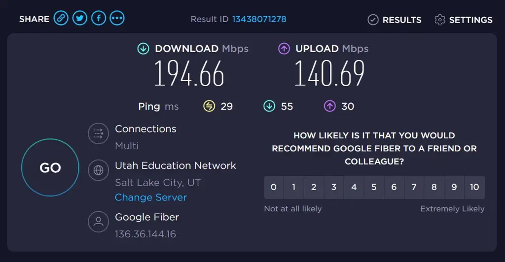 Uji kecepatan unduh internet